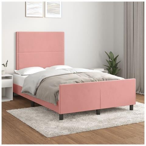 Giroletto Senza Materasso Rosa 120x190 Cm Velluto - Foto 1