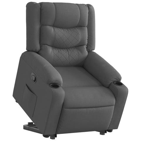 Poltrona Alzapersona Reclinabile Grigio Scuro In Tessuto - Foto 3