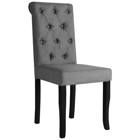 Sedie Da Pranzo 2 Pz Grigio Scuro In Tessuto - Foto 1