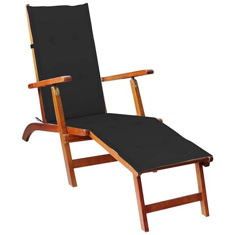 Sdraio Da Esterni Con Poggiapiedi E Cuscino Massello Di Acacia - Foto 2