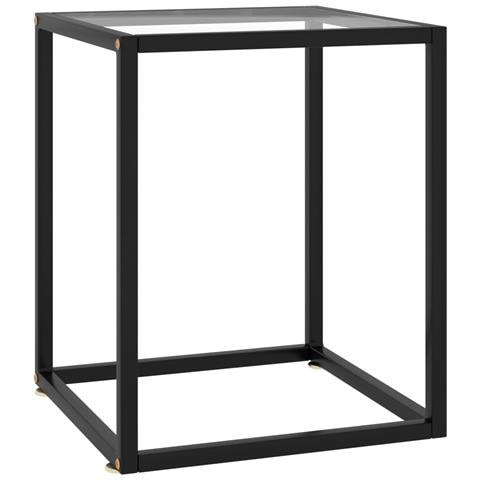 Tavolino Da Salotto Nero Con Vetro Temperato 40x40x50 Cm - Foto 2