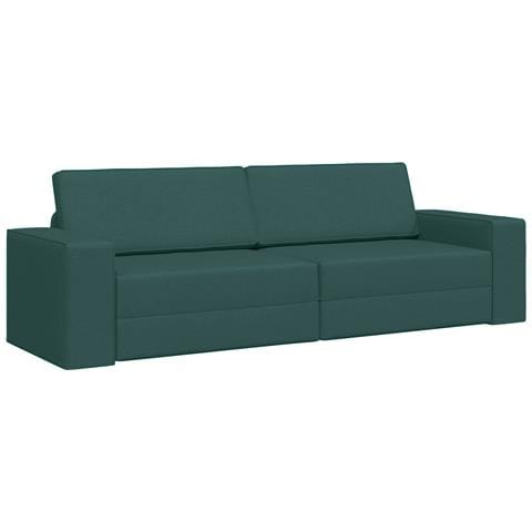 Divano Letto Pavimento 2-in-1 Verde Scuro 245x150x60.5 cm Tessuto - Foto 1