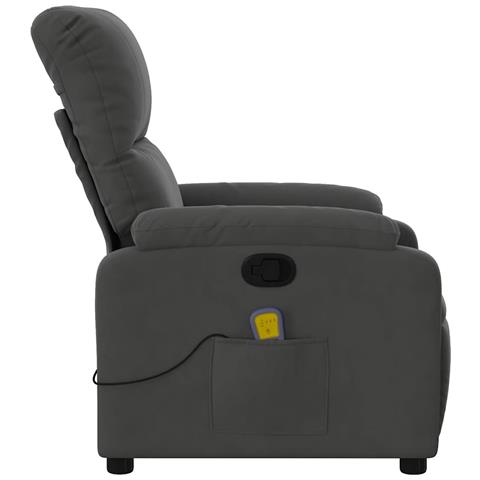 Poltrona Reclinabile Massaggio Grigio Scuro Tessuto Microfibra - Foto 9