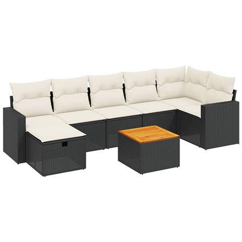 Set Divani da Giardino con Cuscini 8 pz Nero in Polyrattan - Foto 1