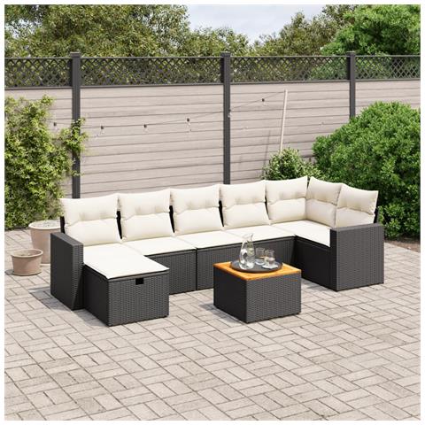Set Divani da Giardino con Cuscini 8 pz Nero in Polyrattan - Foto 2