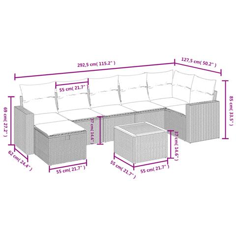 Set Divani da Giardino con Cuscini 8 pz Nero in Polyrattan - Foto 4