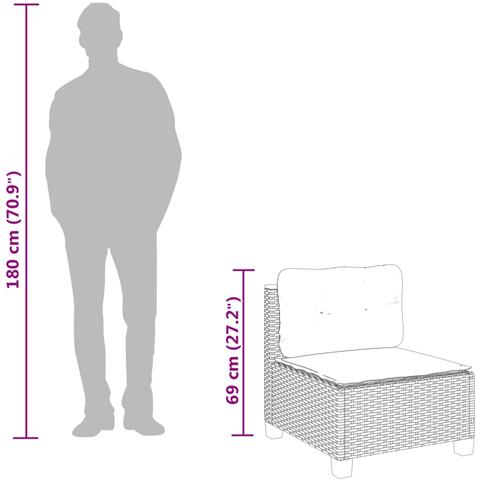 Set Divani da Giardino 11 pz con Cuscini in Polyrattan Grigio - Foto 9