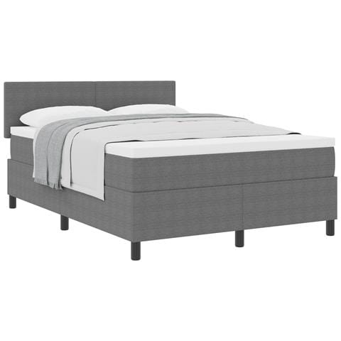 Letto con Rete a Doghe e Materasso Grigio 160x200 cm Tessuto di Corduroy - Foto 1