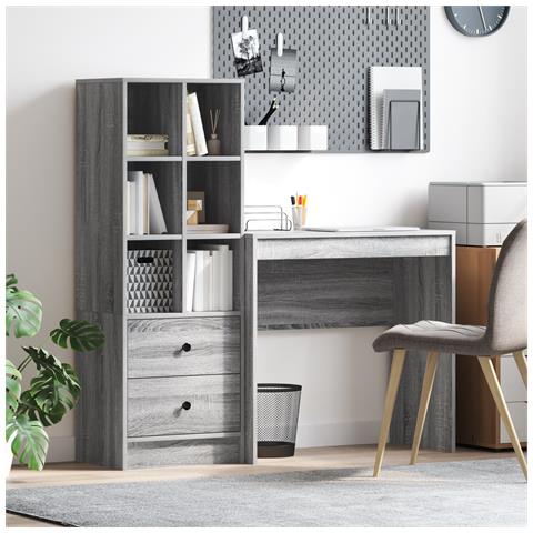 Scrivania con Storage Grigio Sonoma Legno Ingegnerizzato - Foto 2