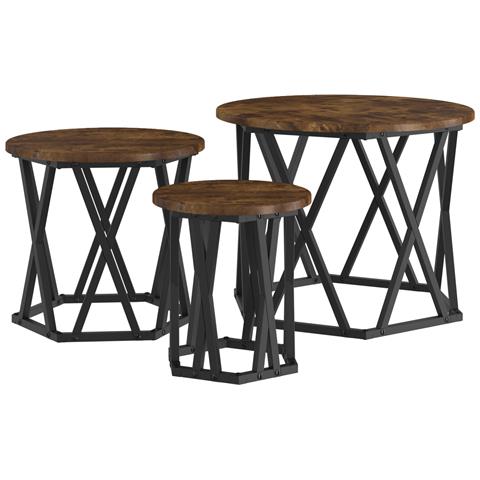 Set di 3 Tavolini Nesting in Rovere Affumicato in Legno Ingegnerizzato - Foto 1