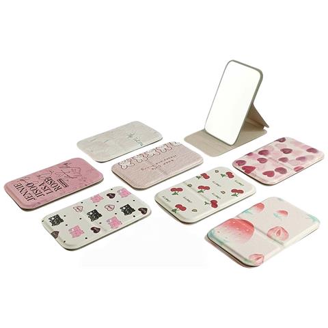 Specchio Per Il Trucco Portatile In Pu Nero E Rosa: Compatto, Pieghevole E Perfetto Per I Ritocchi - Foto 2