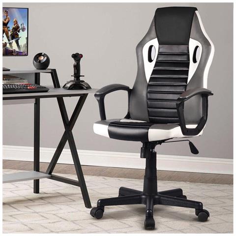 Sedia Poltrona Gaming Scrivana Ufficio Casa Regolabile Girevole Direzionale Grey - Foto 1