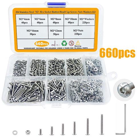 Kit Di Assortimento Viti E Dadi M2 In Acciaio Inox 304 - 660 Pezzi - Foto 1