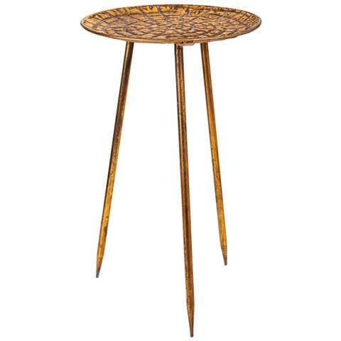 Tavolino Angolare In Metallo Dorato 34,5x34,5x59h - Foto 1