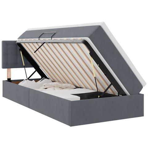 Letto con Contenitore Grigio scuro 100 x 200 cm Velluto - Foto 1
