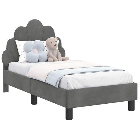 Struttura letto per bambini con testata Grigio scuro Velluto - Foto 1