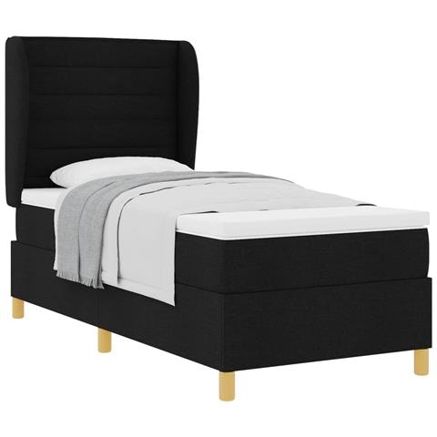 Letto a molle con materasso Nero 190 x 90 cm Tessuto - Foto 1