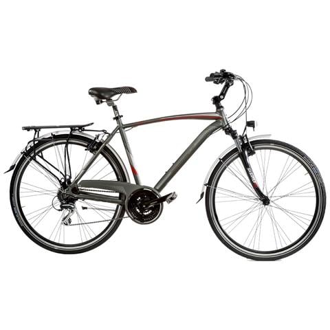 Bici Uomo City Bike Misura 28 Linea Zefiro Bicicletta Acera 24v Forcella Idraulica Telaio Alluminio Zfr24vsf Luci A Led - 52 Titanio Rosso Opaco - Foto 1