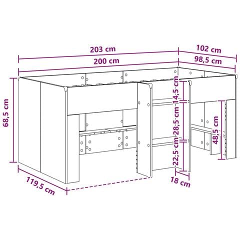 Letto Alto per Bambini 2 pcs Legno antico 98.5 x 200 cm - Foto 9