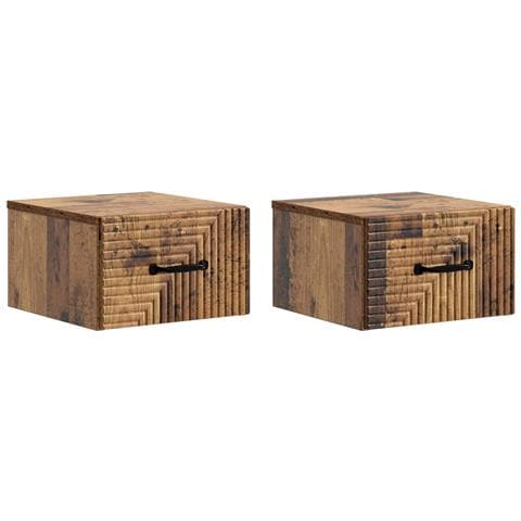 Mobiletto da notte a muro 2 pcs Legno antico 34,5 x 33 x 20 cm - Foto 1
