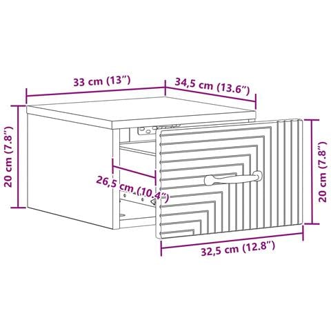 Mobiletto da notte a muro 2 pcs Legno antico 34,5 x 33 x 20 cm - Foto 9