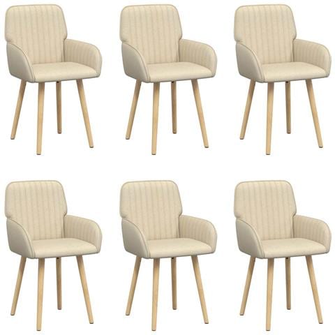 Sedie da pranzo 6 pcs Tessuto Crema 56,5 x 50 x 87,5 cm - Foto 1