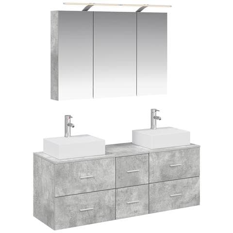Set di mobili per il bagno 4 pcs Grigio Cemento - Foto 1