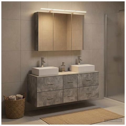 Set di mobili per il bagno 4 pcs Grigio Cemento - Foto 2