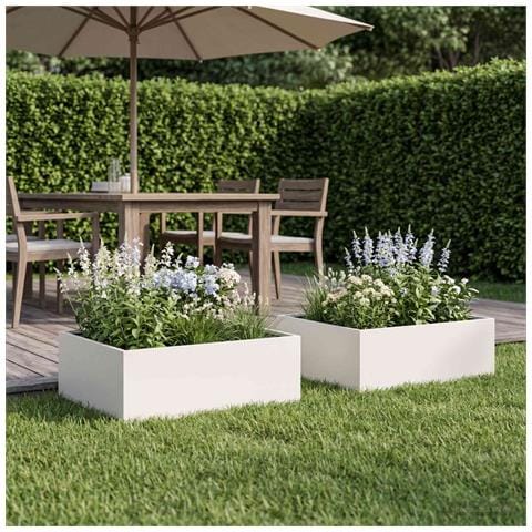 Vaso da giardino 2 pz Bianco 40 x 40 x 20 cm - Foto 2