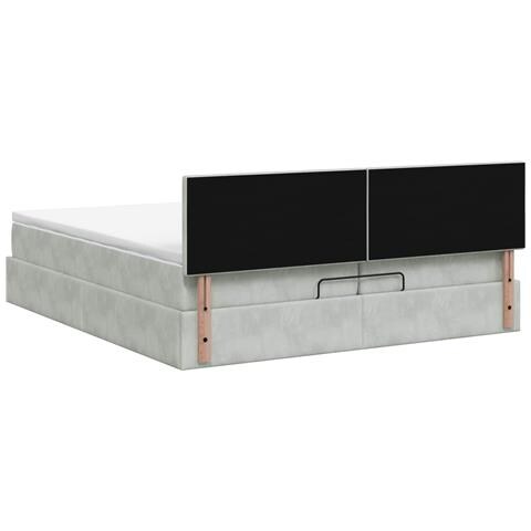Letto ottomano con materasso Grigio Chiaro 200 x 200 cm Velluto - Foto 9