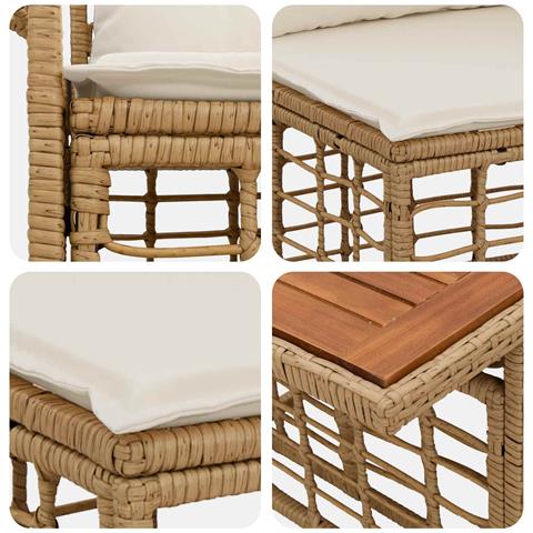 Set Divano da Giardino 13 pz Naturale e Bianco Crema polyrattan - Foto 10