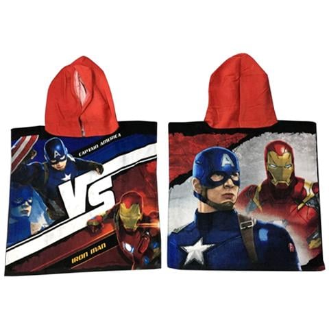 Poncho Avengers Capitan America Marvel Mare Asciugamano Accappatoio Cotone Cm. 100x50 - Ca09051vs-ironman - Foto 1
