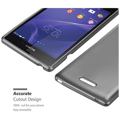 Custodia Compatibile Con Sony Xperia T3 In Grigio Metallico - Coperchio Protettivo In Silicone Tpu Flessibile - Foto 2