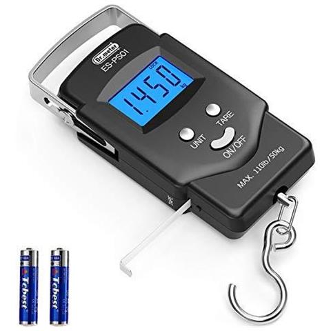 Pesca Bilance Elettroniche Equilibrio Elettronico Digitale Di Pesca Scala Postale Gancio Appeso Con Nastro Di Misura Con Display Lcd Retroilluminato 2 Batterie Aaa Incluse (a-ps01) - Foto 1
