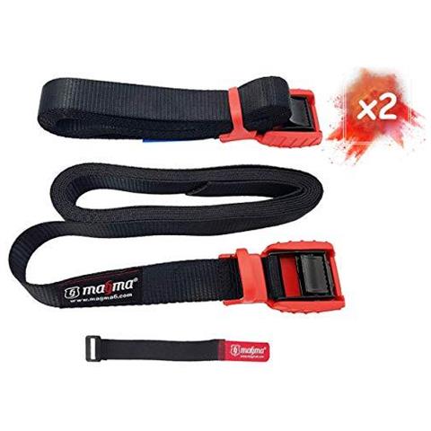 2 Cambuckle Cinghie Caricare La Cinghia Bike Rack Surf Consiglio Moto Auto Kayak E Veicoli Strumenti Regolabili E Heavy-duty Belt Cavi Strapping Merci Automotive Allacciatura Fibbie 3m Red - Foto 1