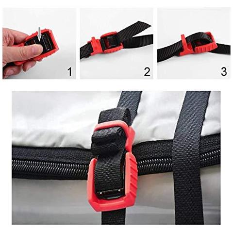 2 Cambuckle Cinghie Caricare La Cinghia Bike Rack Surf Consiglio Moto Auto Kayak E Veicoli Strumenti Regolabili E Heavy-duty Belt Cavi Strapping Merci Automotive Allacciatura Fibbie 3m Red - Foto 4