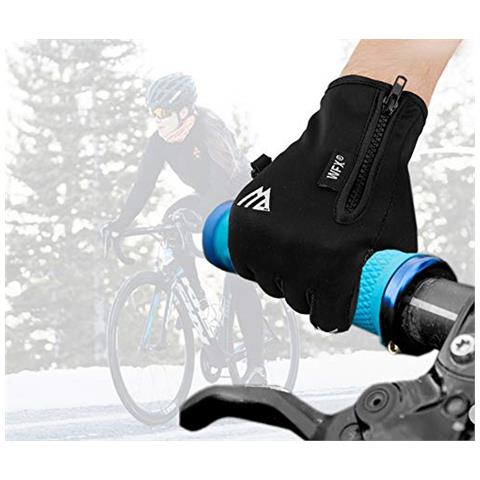 Wfx Inverno Guanti Dello Schermo Di Tocco Antiscivolo Guanti Caldi Antivento Termici Guanti Sport Ciclismo Per La Bici Guanti Men Women Esterne Per Running Campeggio Di Guida (nero Piccolo)  - Foto 2