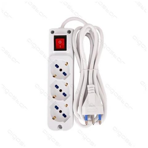 Multipresa Ciabatta Elettrica Schuko 3 Posti Con Interruttore Generale Cavo Da 5 Metri Spina 16a 250v 2500w Protezione Bambini - Foto 2
