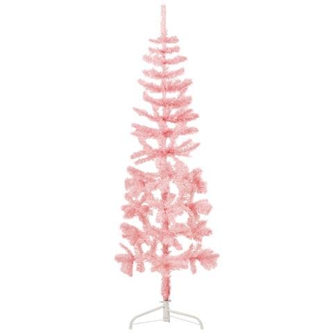 Albero Natale Artificiale Sottile A Metà E Supporto Rosa 150 Cm - Foto 8