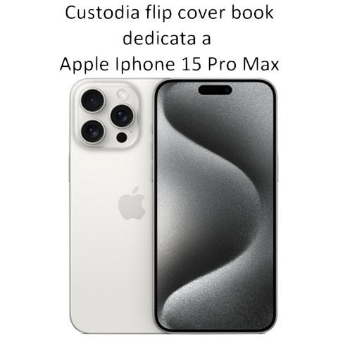 Custodia A Libro Book Case Per Apple Iphone 15 Pro Max Black - Foto 2