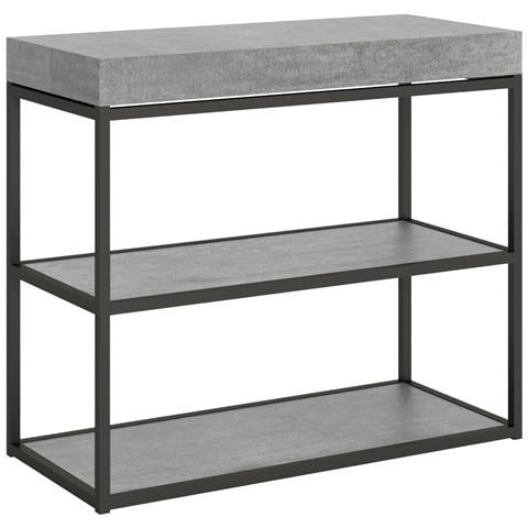 Consolle Allungabile 90x40/196 Cm Plano Small Telaio Antracite - Cemento - Foto 5