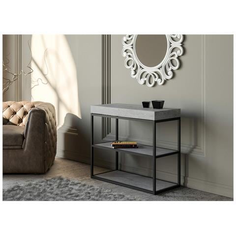 Consolle Allungabile 90x40/196 Cm Plano Small Telaio Antracite - Cemento - Foto 2