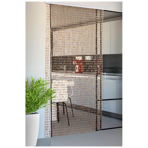 Tenda Antimosca Antirumore Catenella Perline A Caduta Pannello Porta Finestra Casa Beige 120x220 Beige - Foto 1