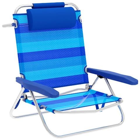 Sedia Pieghevole Righe Azzurro 61 X 82 X 68 Cm - Foto 1