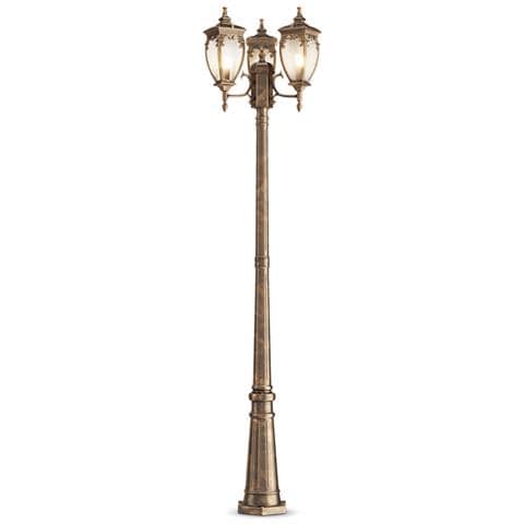 Lampada Da Terra Classica Da Esterno Alluminio Oro 3 Luci E27 60w Ip44 - Foto 1