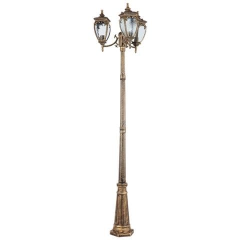 Lampada Da Terra Classica Da Esterno Alluminio Oro 3 Luci E27 60w Ip44 - Foto 2
