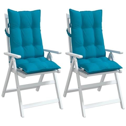 Cuscini Sedia Con Schienale Alto 2 Pz Blu Chiaro Tessuto Oxford - Foto 3