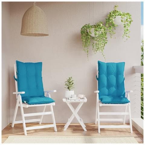 Cuscini Sedia Con Schienale Alto 2 Pz Blu Chiaro Tessuto Oxford - Foto 1