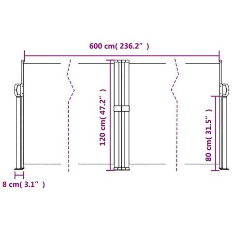 Tenda da Sole Laterale Retrattile Crema 120x600 cm - Foto 2