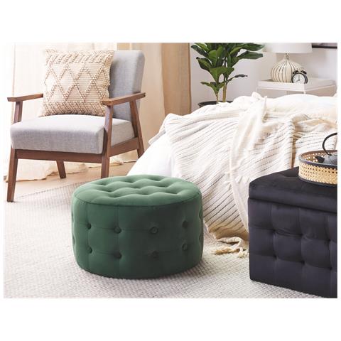 Pouf Tampa Velluto Verde Scuro - Foto 1